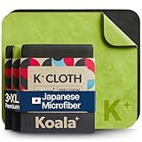 Koala Lens Cleaning Cloth | Japanese Microfiber | Glasses Cleaning Cloths | Eyeglass Lens Cleaner | Eyeglasses, Camera, VR/AR Headset, and Screen Cleaner | Black & Green (Pack of 3)