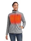 ORORO Women’s Heated Fleece Jacket with Battery, Fleece Heating Jacket (Charger Not Included) (Grey, M)