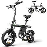 AYOLNY Mini Foldable Electric Bike for Adults, 750W Peak Folding Ebike, 36V 7.8Ah Battery 30-40 Miles, 14" Small Adult Electric Bicycle for Commuting (Ebike, Black)