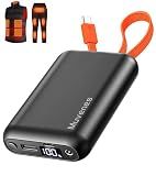 Muvenes 7.4V 20000mAh Heated Vest Battery Pack, Battery Pack for Heated Vest Compatible with ORORO, for TODWARM, for Weamest, for XINSONYUELL, Rechargeable Power Bank with Built-in USB-C Cable