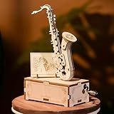 YII WMOC Adult Wooden Puzzle Musical Instrument Series Saxophone 3D Wooden Puzzle Music Box Desktop Decoration DIY Crafts Birthday Gift for Teens and Adults