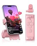 Scrolling Remote Control for TikTok Clicker Page Turner for Kindle App Bluetooth Remote for iPhone Camera Scroller Remote for iPhone iPad Phone with Holder to Remote Control Video Projector Pink