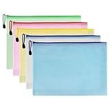 FERENLI 10 Pcs 9.4x6.9 inch Mesh Zipper Pouch Bags with Semi-Transparent Mesh Waterproof Zip Files Bags for Stationery Files Toys Makeup Tools Home Office School Travel Organization(A5, Colorful)