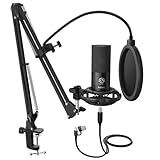 FIFINE Studio Condenser USB Microphone Computer PC Microphone Kit with Adjustable Boom Arm Stand Shock Mount for Instruments Voice Overs Recording Podcasting YouTube Vocal Gaming Streaming-T669