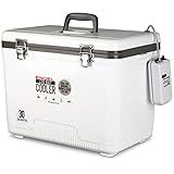 Engel 30qt Live Bait Cooler Box with 2nd Gen 2-Speed Aerator Pump - Portable Fishing Station & Minnow Bucket for Shrimp & Other Live Fish with Aerator - ENGLBC30-N in White