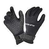 XUKER Water Gloves, 3mm & 5mm Neoprene Five Finger Warm Wetsuit Winter Gloves for Scuba Diving Snorkeling Paddling Surfing Kayaking Canoeing Spearfishing Skiing (5mm-Black, 2XL)