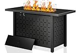 Walsunny 43 inch Outdoor Propane Fire Pit 50,000 BTU Gas Fire Pit Table with Lid, Waterproof Cover, Rectangle Gas Firepit Table for Garden/Patio, CSA Certification
