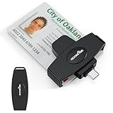 Type C CAC Reader, DOD Military USB C Common Access CAC Card Reader, Mini Portable USB Smartfold Type C Smart Card Reader SIM Card Reader Compatible with Windows, Mac OS