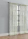 Loft Living Vermont Botanical Print Semi Sheer Curtain Panel 52" x 95" in Green