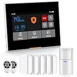 NGTeco 9-Piece Home Security Alarm Kit, Wi-Fi Home Security System with 4.3" Touchscreen, Motion Sensor, 5 Entry Sensors, Window and Door Protection - No Contract, Compatible with Alexa & Google