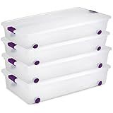 Sterilite 4-Pack 60 Quart ClearView Latch Box, Wheeled Underbed Organizer Bins with Latching Lids - Clear Plastic Organization Containers for Closet, Bedroom, Shelving Units and Everyday Home Storage