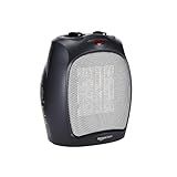Amazon Basics Ceramic Space Heater, Portable Indoor Heating Solution, With Overheat and Tip-Over Protection, Thermostat, Non-Oscillating, 1500W, 7.52"D x 6.34"W x 9.45"H, Black