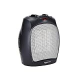 Amazon Basics Ceramic Space Heater, Portable Indoor Heating Solution, With Overheat and Tip-Over Protection, Thermostat, Non-Oscillating, 1500W, 7.52"D x 6.34"W x 9.45"H, Black