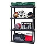 IRIS USA 4-Shelf Heavy Duty Plastic Storage Shelves, 600lb Capacity, 56"H x 36"W x 18"D, Large Modular Shelving Unit Storage Organizer for Garage, Home, Warehouse & Gym, Storage Rack - Black