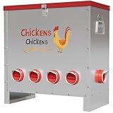 GOFEI 10-Port Metal Chicken Feeder Box – 85-120LBS Large Galvanized Chicken Feed Storage Container with Anti-Spill Lid & Mounting Option, No Waste Chicken Feeder for Outdoor Poultry Use