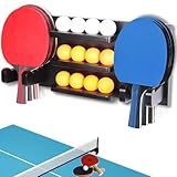 Onemacc Ping Pong Paddle Holder, Ping Pong Paddle Storage Rack Wall Mounted Holds 8 Paddles and 12 Balls, Table Tennis Racket Display Organizer for Game Room,Home, Black