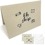 Cruise On Gift Card, Fun Surprise Greeting Card, Oh Ship! You're Going on a Cruise, Ideal for Vacation Announcement, Bon Voyage Gift, 2-Pack