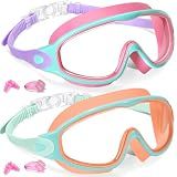 2 Pack Kids Swim Goggles Wide View Anti-Fog & UV Girls BoysToddler for 3-15