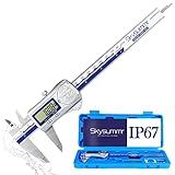 Skysummr IP67 Absolute Origin Waterproof Electronic Digital Vernier Caliper Measuring Tool Stainless Steel,0-6 inch/150mm, Large LCD Screen，Extreme Accuracy