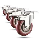4 inch Casters Load 2400lbs -Includes Complete Screws Sets with Accessories -Lockable Bearing Plate Heavy Duty Caster with Brakes, 360-degree Swivel for Furniture and Workbench Cart, Set of 4