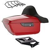 US Stock Advanblack King Tour Pack, Black Mount Bracket & Top Luggage Rack Fit for 2009-Later Harley Touring, Road Glide, Street Glide Special, Road King, Electra Glide (Billiard Red)