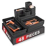 Takytao【48Pcs】【5 Size】Tool Box Organizer, Drawer Tool Organizer Tray Divider Set, Garage Tool and Accessories Storage, Toolbox Organization Storage for Rolling Tool Chest