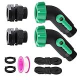 Rain Barrel Spigot Kit 2 Pack High Flow, 3/4" GHT Heavy Duty Plastic Water Barrel Spigot Kit with Bulkhead Fitting, Water Rain Barrel Diverter Kit for Outdoor Plastic Bucket (45 degrees)