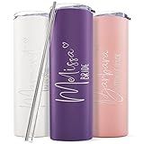 Be Burgundy Set of 3, Personalized Bridesmaids Tumblers with Names & Titles, 8 Colors, Engraved 20 Oz Skinny Tumbler with Straw Set, Bridesmaid Proposal Gifts, Bridal Shower Gifts
