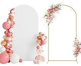 Wokceer 6.6 FT Wedding Backdrop Arch Stand and White Arch Cover, Metal Arch Stand with Arch Stand Cover for Birthday Party Wedding Ceremony Bridal Baby Shower Event Decor