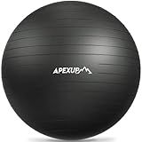 APEXUP Yoga Ball Exercise Ball Anti Slip Heavy Duty for Fitness, Balance & Core Workout (L (23"~26") 65cm, Black)