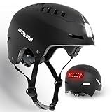 DKONI Bike Helmet with LED Lights Bicycle Helmets Commuter Cycling Helmet USB Rechargeable Front & Back LED Light Helmet for Adult Men Women (Large, Black)