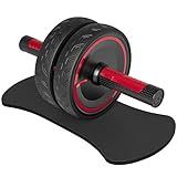 READAEER Ab Roller Wheel, Heavy Duty Workout Equipment for Home Gym, Professional Metal Handle with Rubber Surface Abdominal Exercise Wheel for Strength Training, Ab Wheel with Knee Pad