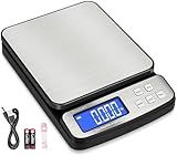 Fuzion Digital Shipping Postal Scale - 88lb x 0.1oz, Stainless Steel Platform, 5 Units, Hold/Tare/PCS Counting, Easy Calibration, Large LCD, Scale for Packages, All-in-1 Shipping Scale