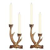 OLHAPZP Deer Antler Candle Holders, Rustic Candlestick Holders Farmhouse Decor Style for Wedding Centerpieces, Living Room, Bathroom, Dining Room(2 PCS)