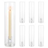Inweder Glass Hurricane Candle Holder: 11.8" Tall Candlestick Holder Bulk with Cylinder Windproof Cover Set of 6 Clear Taper Candle Holders for Wedding Party Birthday Christmas Decor