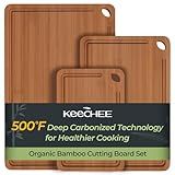 Keechee Bamboo Cutting Board, Durable Wood Cutting Boards for Kitchen with Deep Juice Grooves & Built-in Handles, Ideal Charcuterie & Chopping for Meat, Vegetables and Fruits Kitchen Gifts for Men