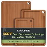 Keechee Bamboo Cutting Board, Durable Wood Cutting Boards for Kitchen with Deep Juice Grooves & Built-in Handles, Ideal Charcuterie & Chopping for Meat, Vegetables and Fruits Kitchen Gifts for Men