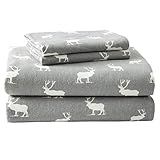 Eddie Bauer - Flannel Sheets Queen Size, Anti-Pilling & Wrinkle Resistant Cotton, Touchably Soft for All-Season Comfort - Bed Sheets with Matching Pillowcases & Fitted Sheet (Elk Grove Grey)