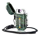 LcFun Waterproof Electric Dual Arc Lighter USB Rechargeable Outdoor Windproof Flameless Plasma Lighters for Camping, Hiking, Adventure, Survival Tactical Gear Stocking Stuffers Gifts for Men