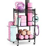 VOPEAK Metal Storage Rack for Yoga Mats, Foam Rollers and Gym Equipment - Home Exercise and Fitness Gear Organizer