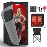 RRGFB Far Infrared Sauna Box with Red Light Therapy, Portable Dry Sauna for Relaxation, Detoxification, Carbon Crystal Heating,9 Levels, Full Size 5.9ft×2.9ft×2.6ft