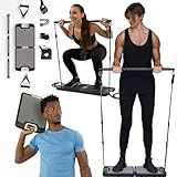 EVO Gym - Portable Home Gym Strength Training Equipment, at Home Gym | All in One Gym - 10 Resistance Bands, Base Holds Gym Bar & Handles for Travel | Portable Gym & Home Exercise Equipment | 320LBS