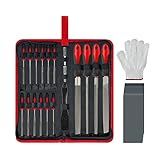 SETTECH 31PCS Metal & Wood File Rasp Set, Half-Round/Round/Triangle/Flat 4pcs Large Tools, 14pcs Needle Files and a Pair of Electric Files, 1PC Brush, 1PC Working Gloves and 10PCS Emery Papers