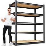 JOJUOU 71"H x 35"W Heavy Duty Garage Shelving, 5-Tier Adjustable Metal Storage Shelves, Utility Steel Storage Rack for Garage, Warehouse, Pantry, Basement, Industrial & Workshop Organization,15.7"D