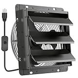 HG Power 10 Inch Shutter Exhaust Fan, 647CFM Quiet Garage Exhaust Fan with 8 Foot Long ON/OFF Switch Cable for Chicken Coop, Shed, Basement, Gable, Kitchen, Attic Ventilation Use, Black