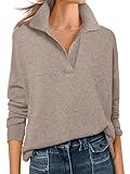ANRABESS Womens Polo V Neck Long Sleeve Sweaters Lightweight Dressy Casual Business Basic Knit Pullover Top 2025 Fall Outfits Tan Large