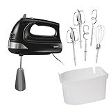Hamilton Beach 6-Speed Electric Hand Mixer with Whisk, Dough Hooks and Easy Clean Beaters, Powerful 275 Watt Motor, Snap-On Storage Case, Black