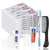 HQSLsund 50 Sets Personal Hygiene Kit Basic Toiletry Kits Homeless Supplies Bulk for Women,Men,Travel,Charity,Business Include 50 Toothbrush, 50 Toothpaste, 50 Comb, 50 Bath Soap and 250 Floss Picks
