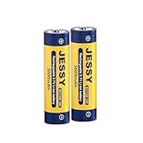JESSY 2 Pack 3.7Volt Rechargeable 3.7Volt Battery Button Top Batteries for Flashlights, Headlamp