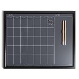 U Brands Magnetic Chalk Calendar Board, 16" x 20", Black Wood Style Frame, Premium Surface, Includes Chalk Pencils, Magnet